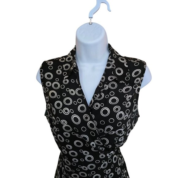 Caviar Sleeveless Wrap Black & White geometric whimsygoth academia office wear - Picture 3 of 5